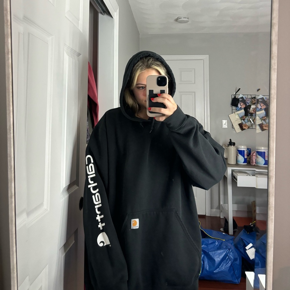LOOSE FIT MIDWEIGHT LOGO SLEEVE GRAPHIC HOODIE